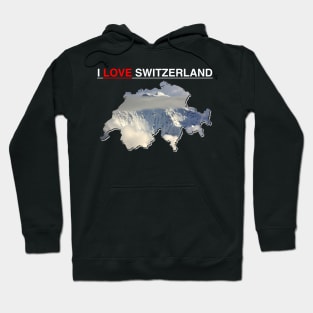 I Love Switzerland Snow Covered Mountain Peak Hoodie